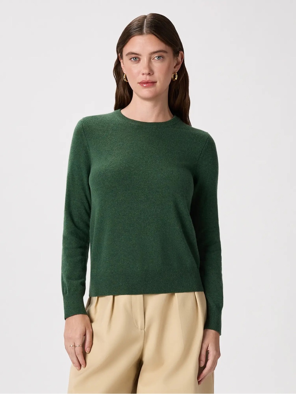 NWT Quince Mongolian Crewneck Cashmere Sweater - Forest Green
